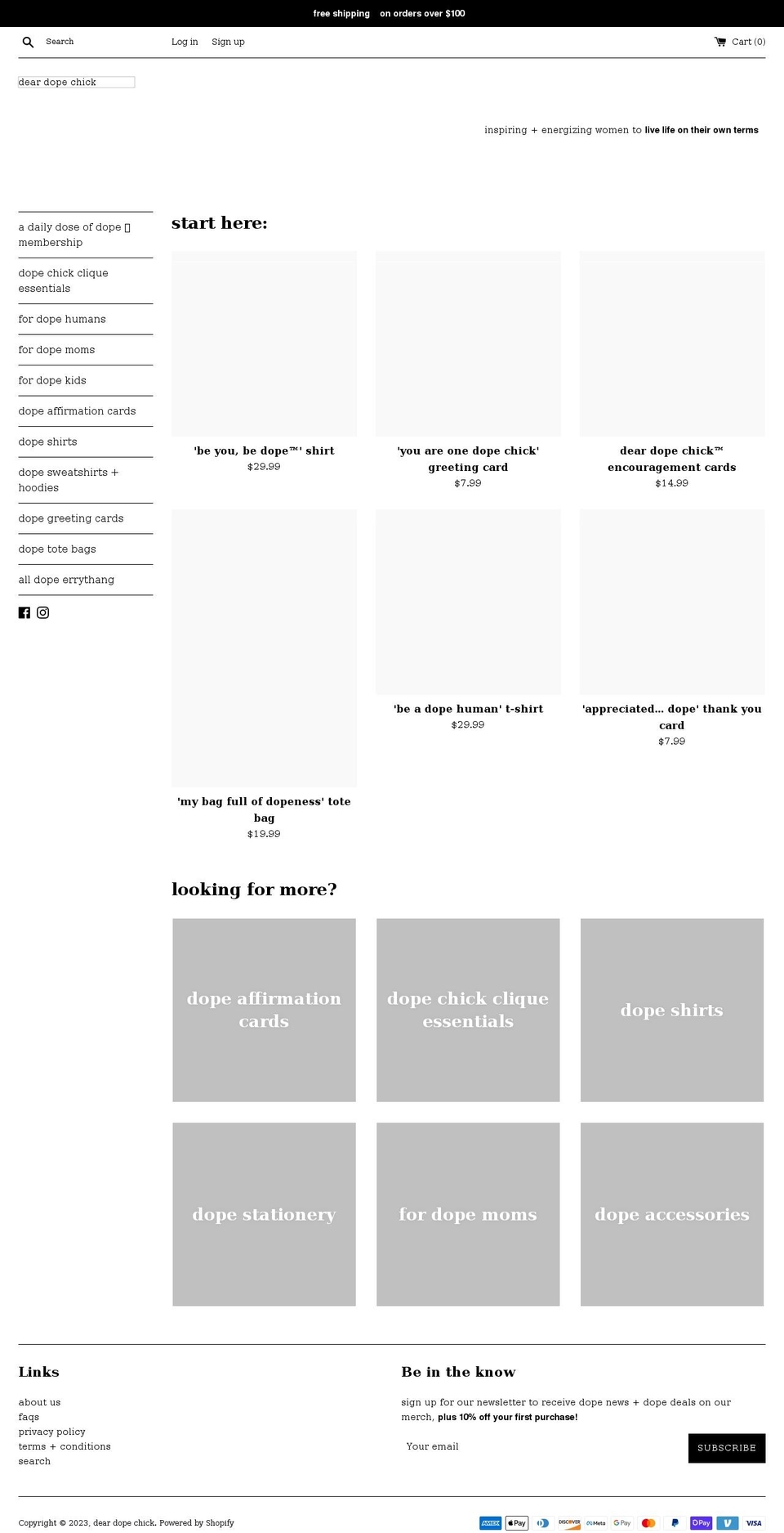 deardopechick.com shopify website screenshot