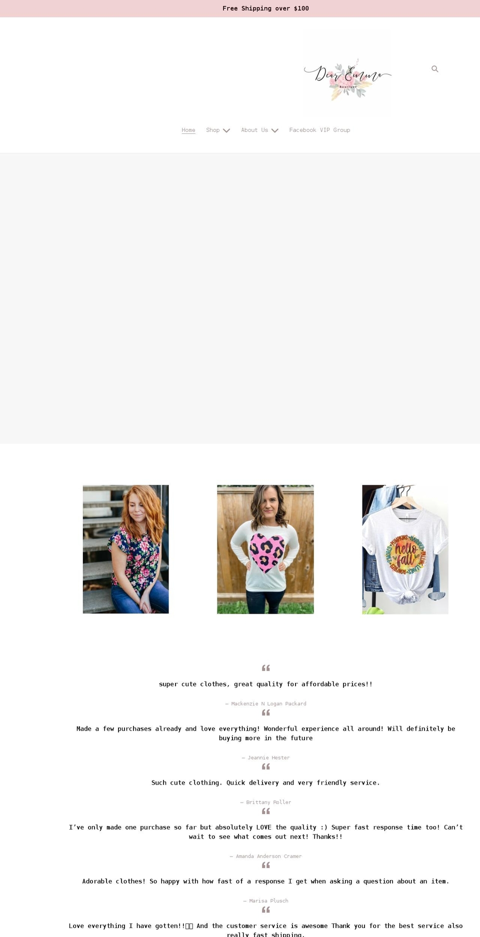 dearemmaboutique.com shopify website screenshot