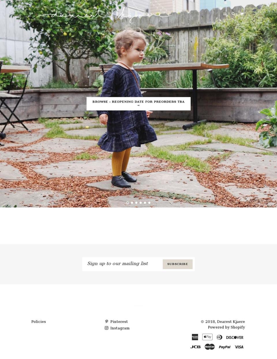 dearestkjaere.com shopify website screenshot