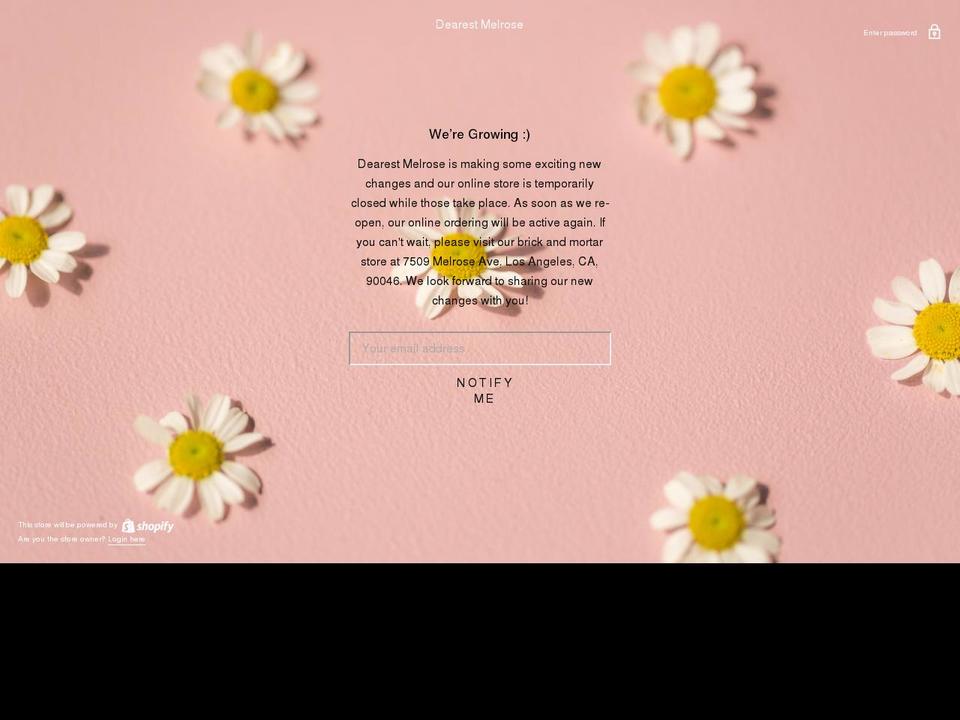 dearestmelrose.com shopify website screenshot