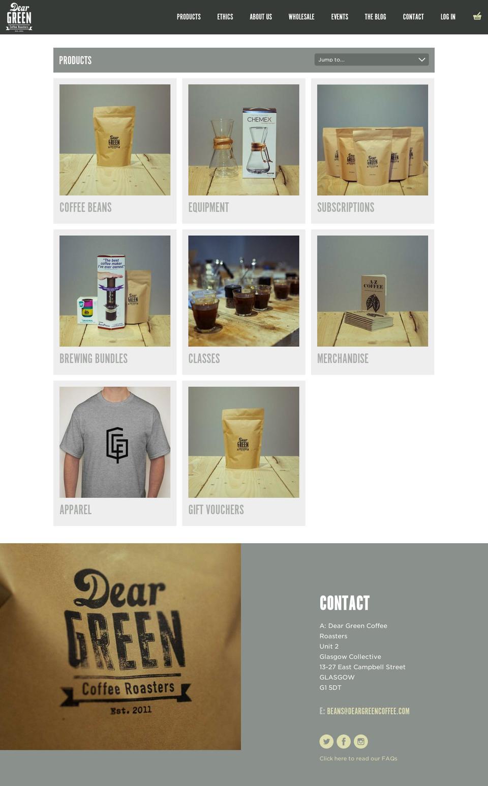 deargreencoffee.com shopify website screenshot