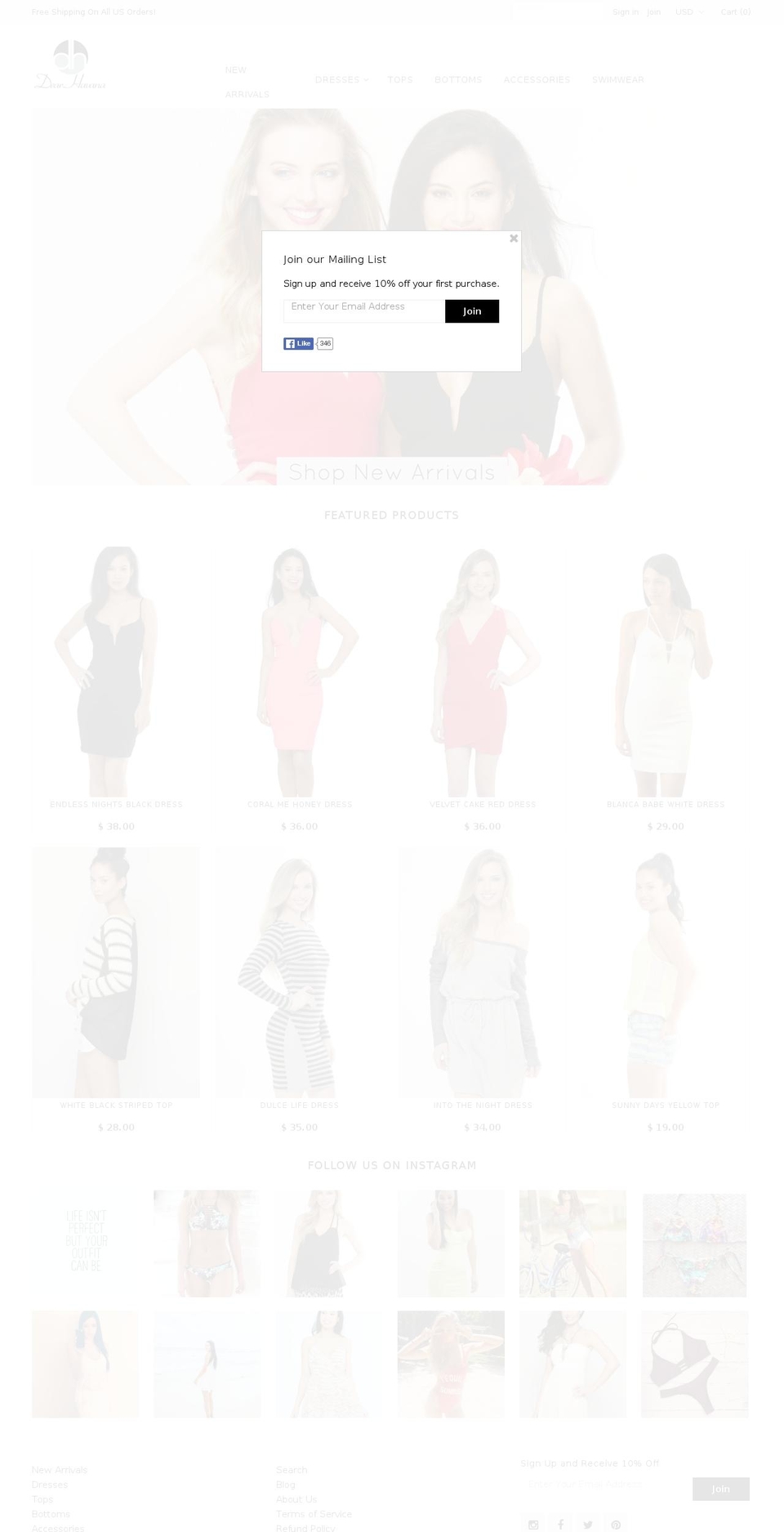 dearhavana.com shopify website screenshot