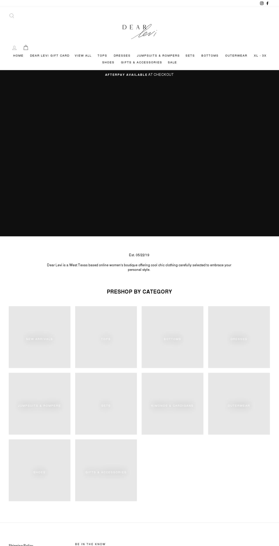 dearlevi.com shopify website screenshot