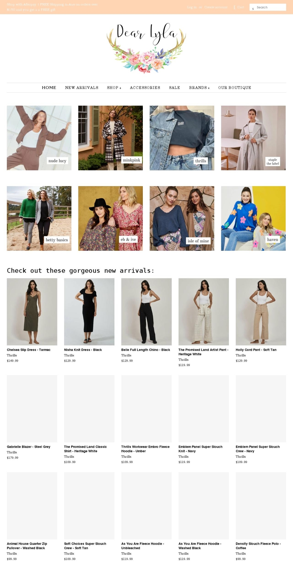 dearlyla.com.au shopify website screenshot