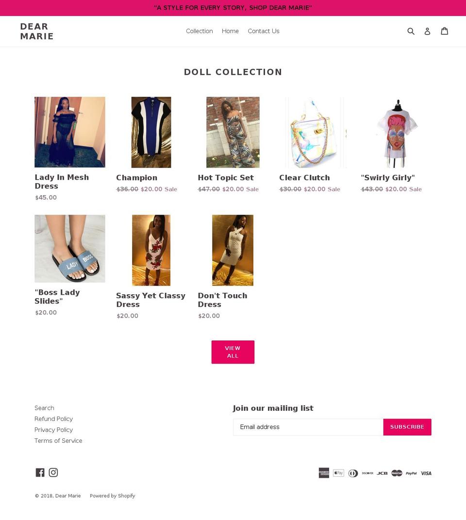 dearmarie.boutique shopify website screenshot