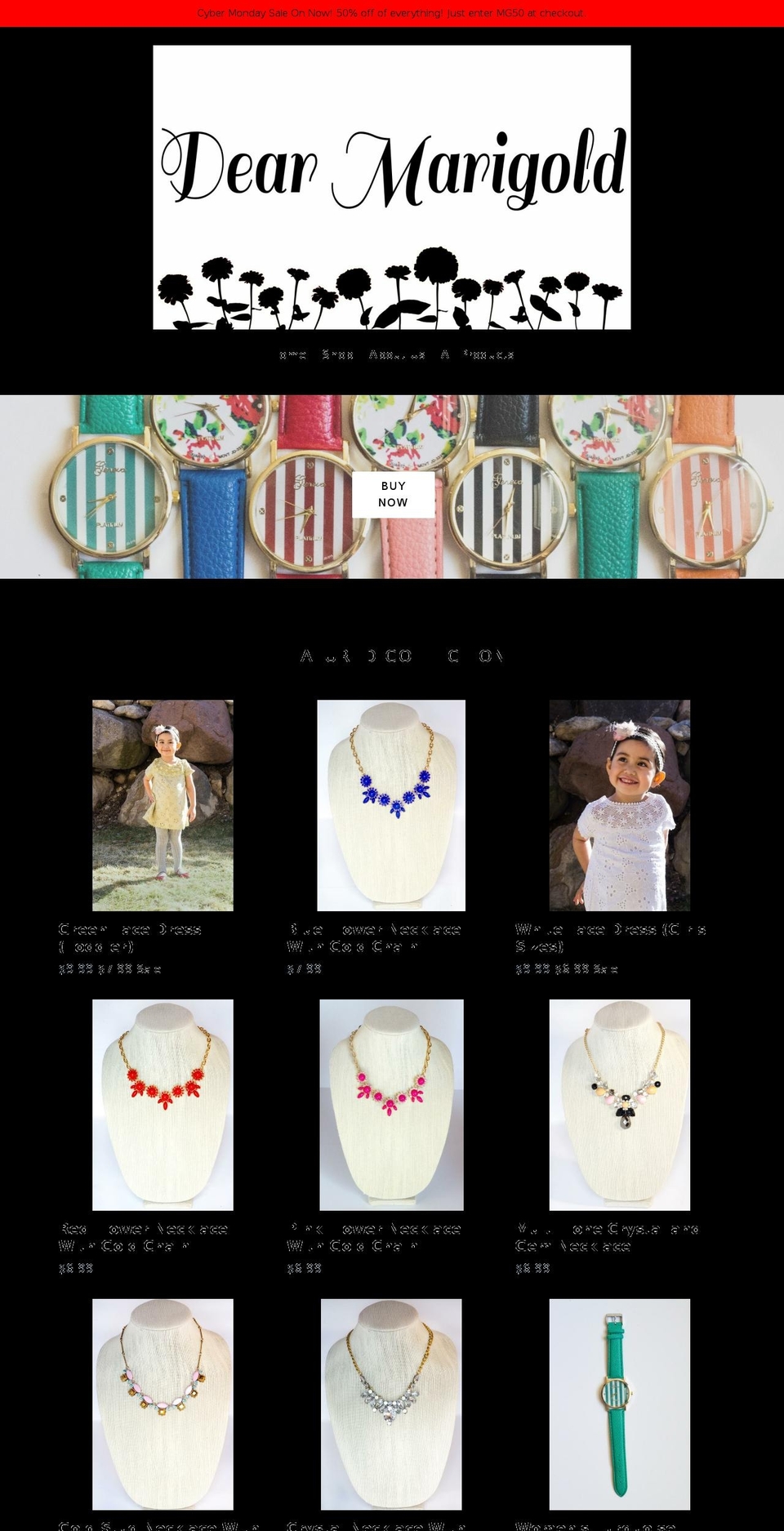dearmarigold.com shopify website screenshot