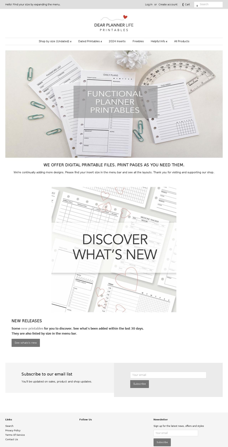 dearplannerlife.com shopify website screenshot