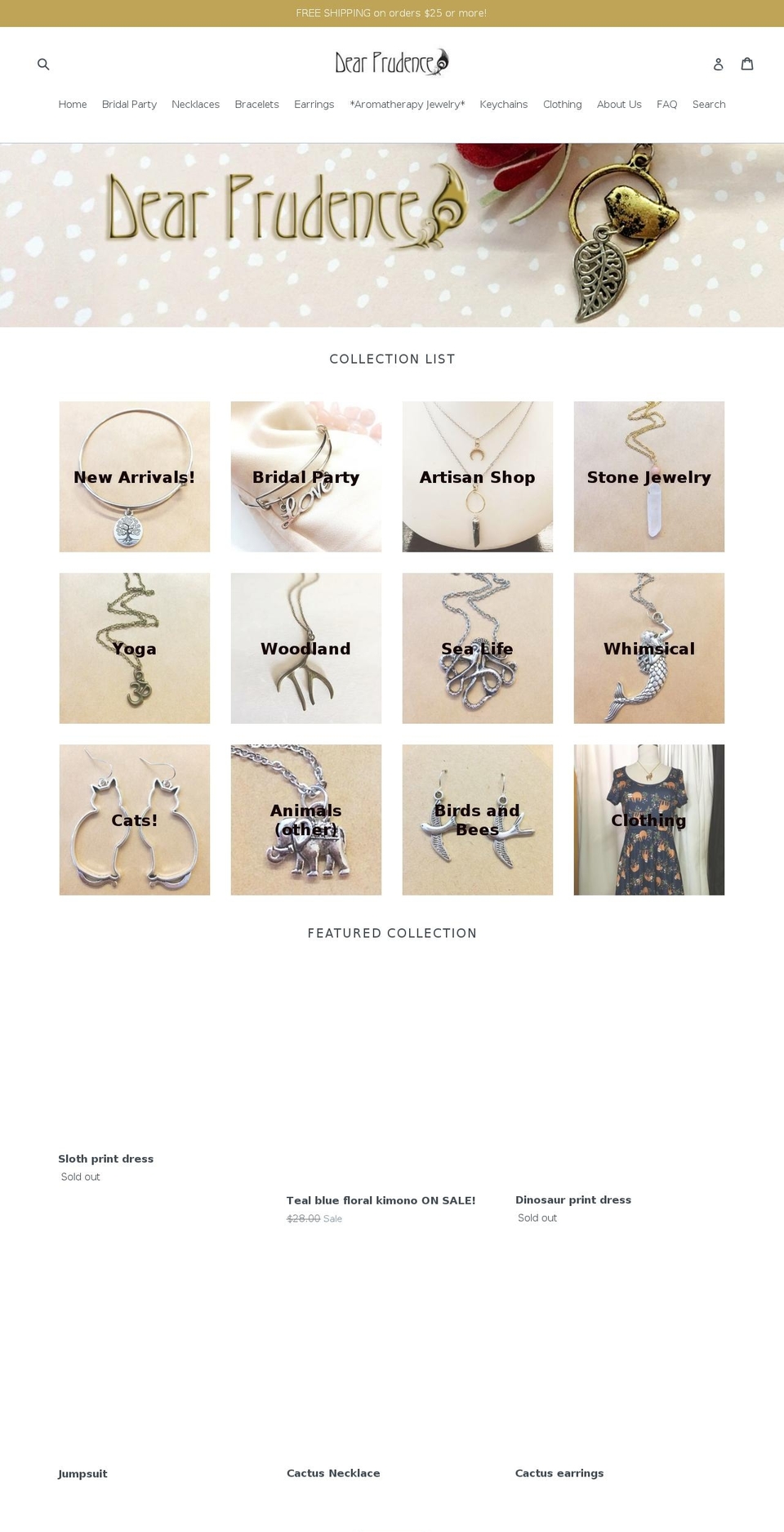 dearprudencejewelry.com — Shopify storefront screenshot