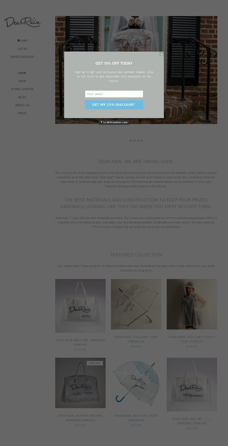 dearrain.com — Shopify storefront screenshot