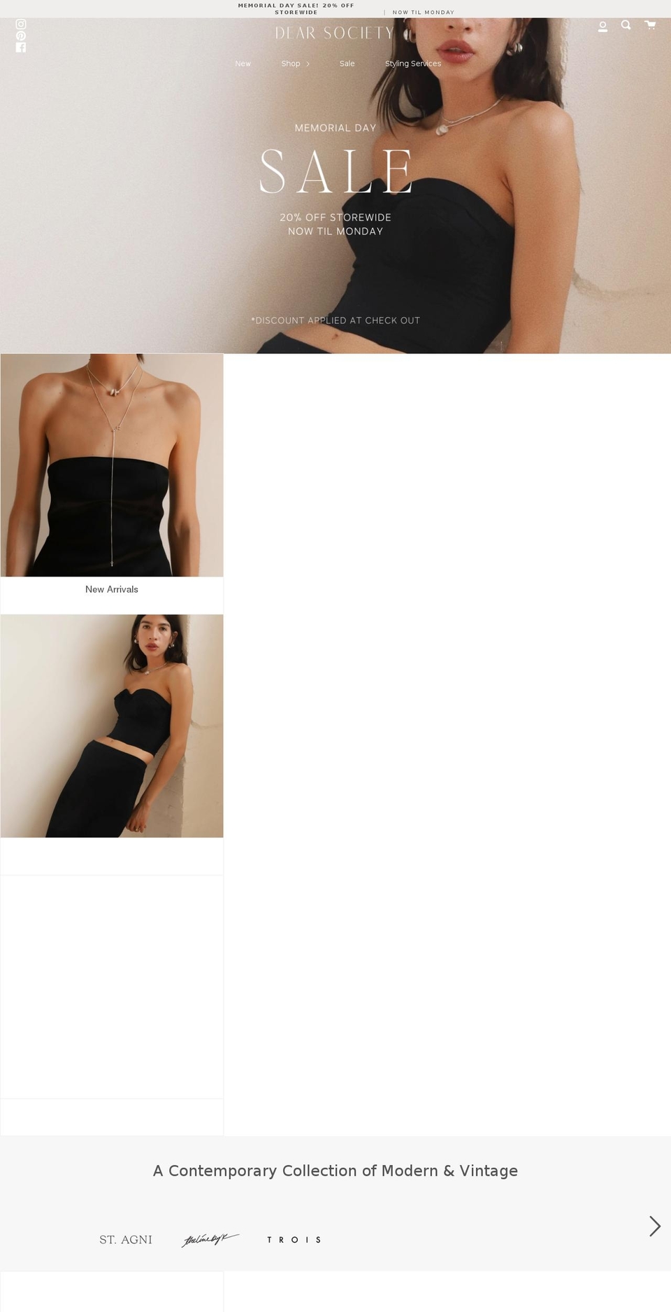 dearsocietyshop.com shopify website screenshot