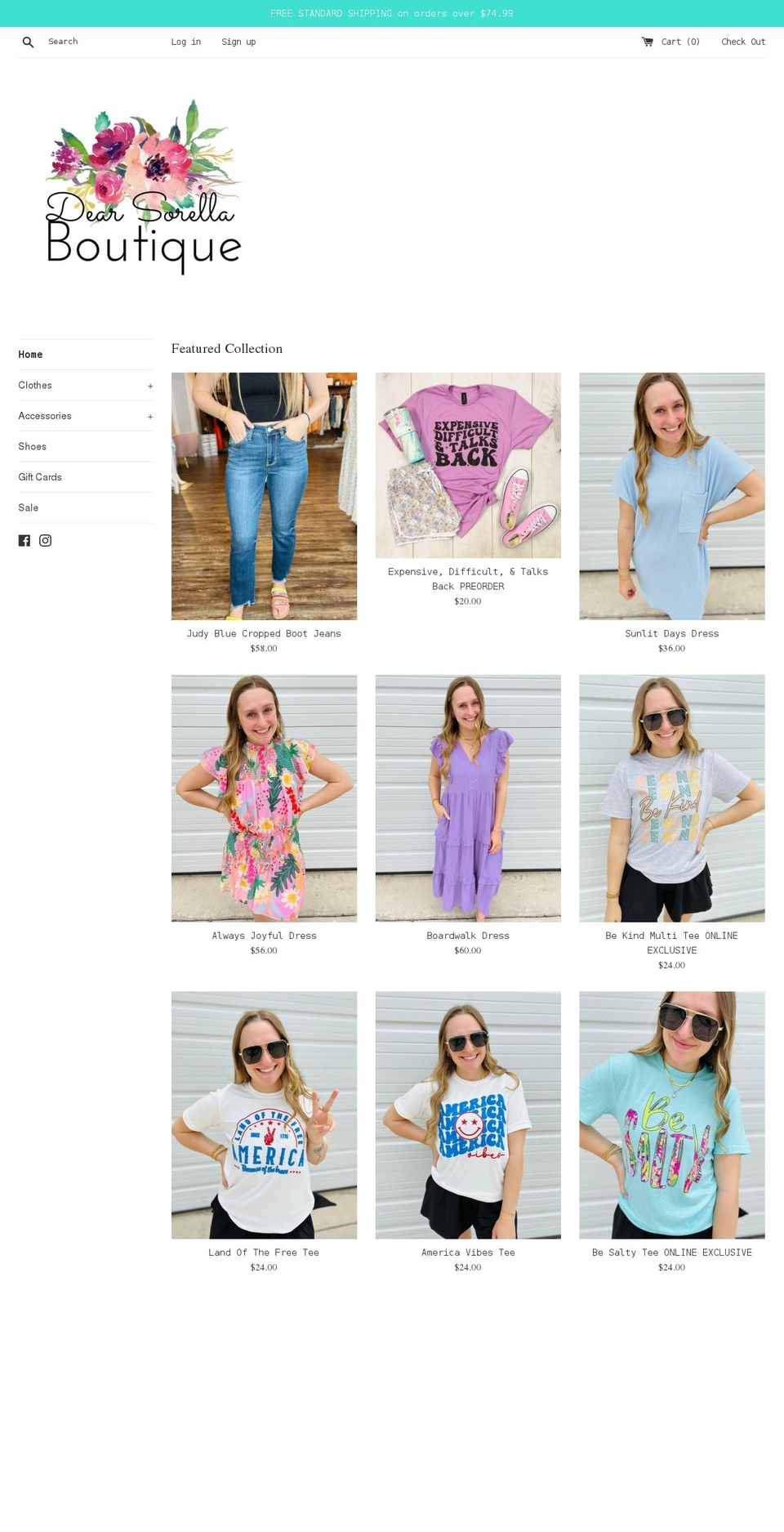 dearsorellaboutique.com — Shopify storefront screenshot