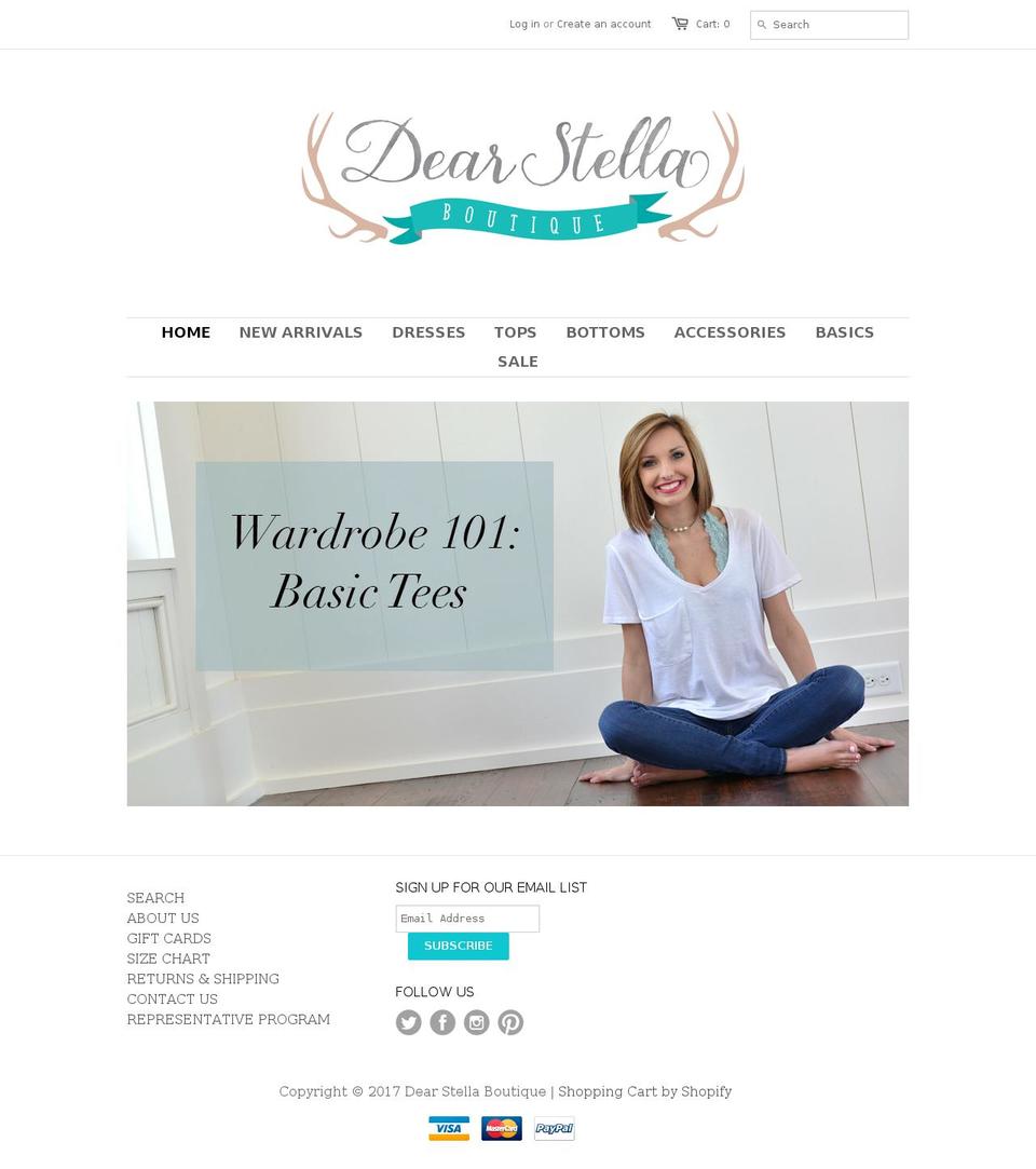dearstellaboutique.com shopify website screenshot