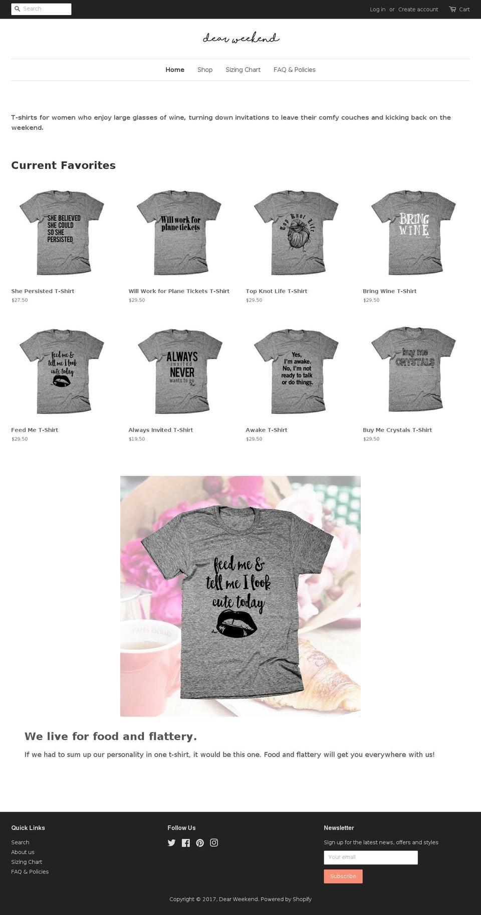 dearweekend.com shopify website screenshot