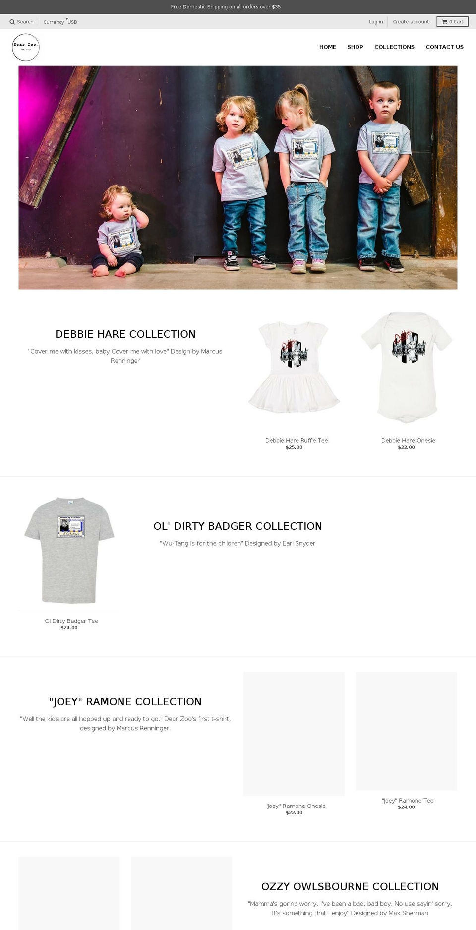 dearzooclothing.com — Shopify storefront screenshot