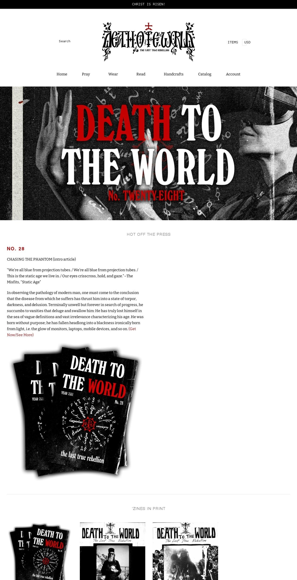 death-to-the-world.myshopify.com shopify website screenshot