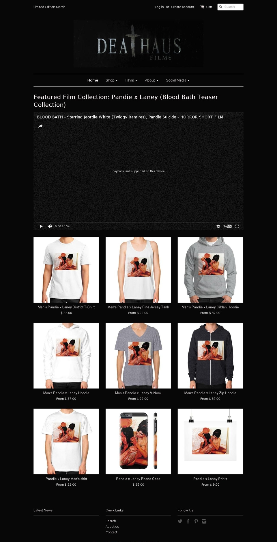 deathaus.com shopify website screenshot
