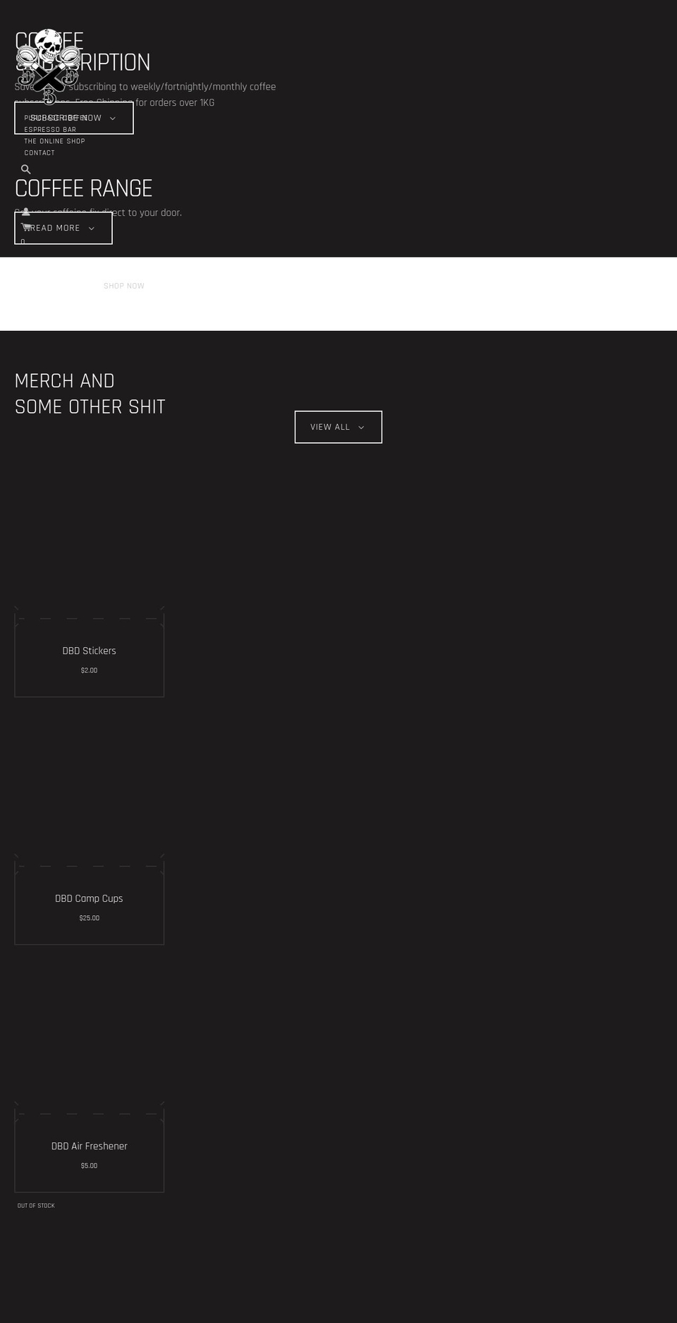 deathbeforedecaf.com.au shopify website screenshot