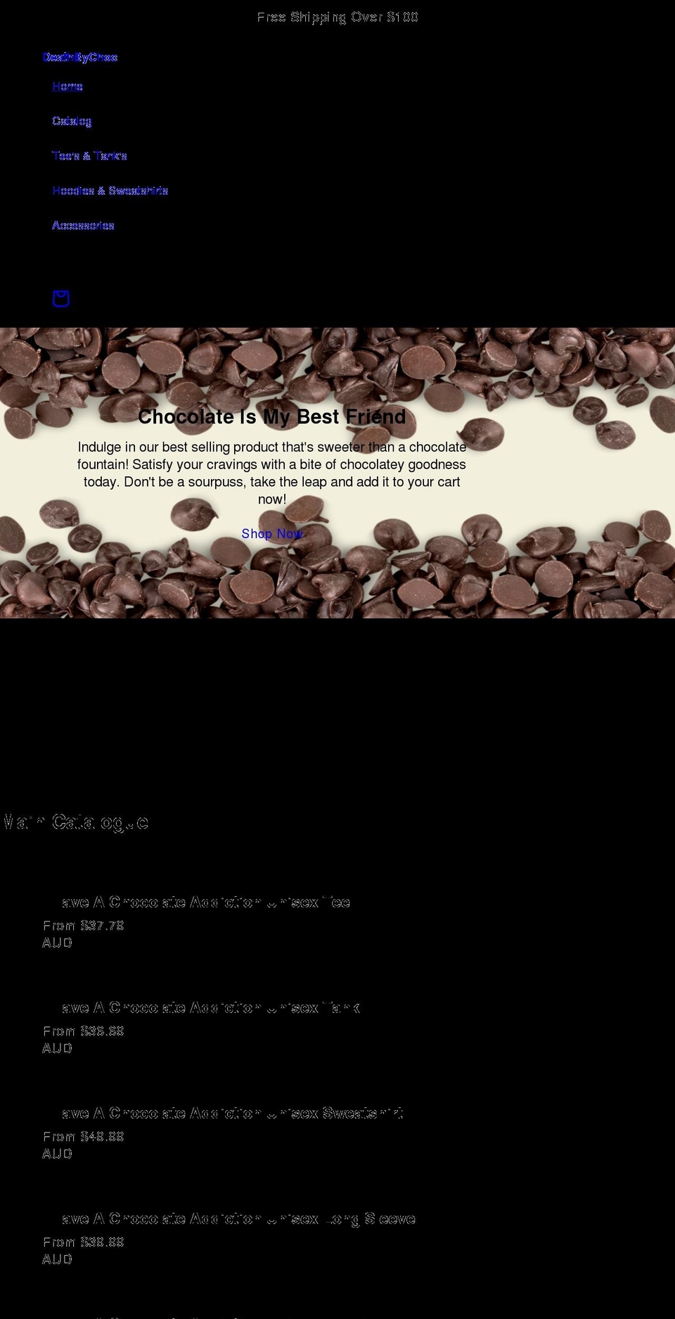 deathbychoc.com shopify website screenshot