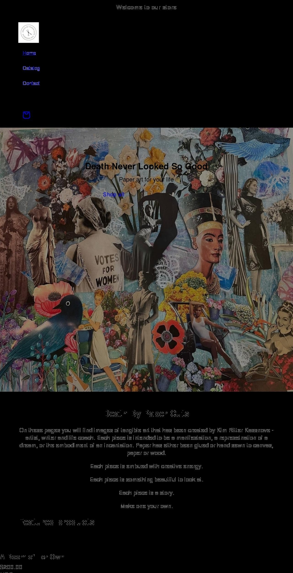 deathbypapercuts.com shopify website screenshot