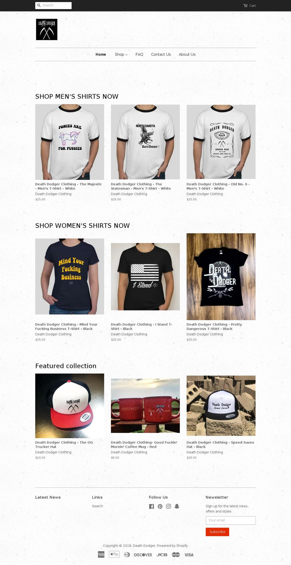 deathdodgerclothing.com — Shopify storefront screenshot