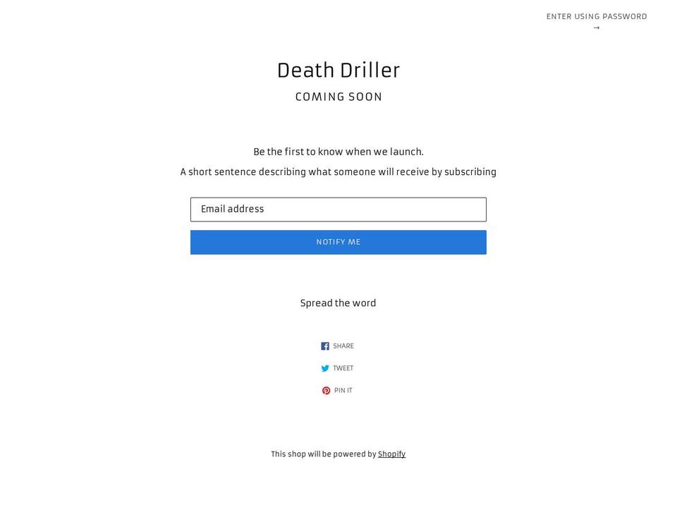 deathdriller.com — Shopify storefront screenshot