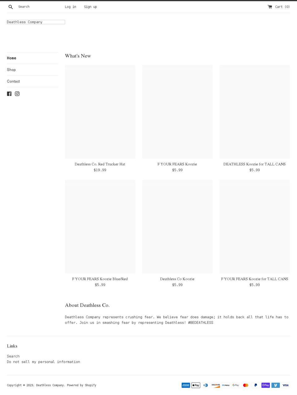 deathlesscompany.com shopify website screenshot