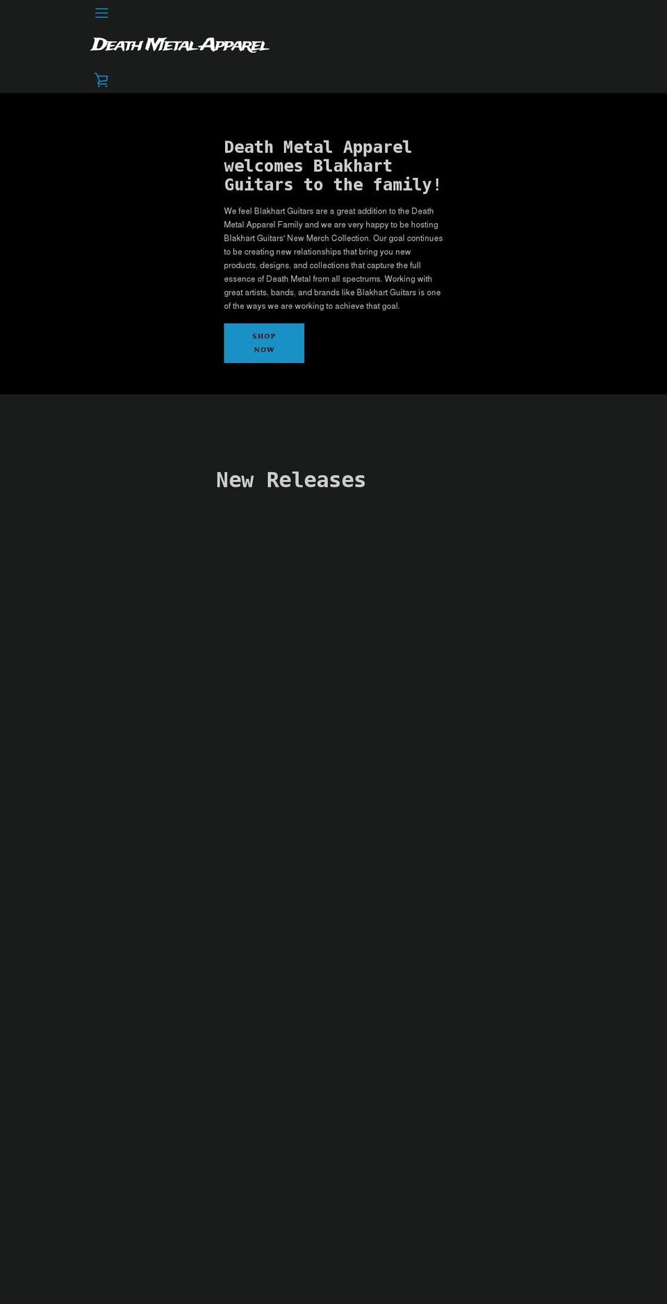 Narrative with Installments message Shopify theme site example deathmetalapparel.com