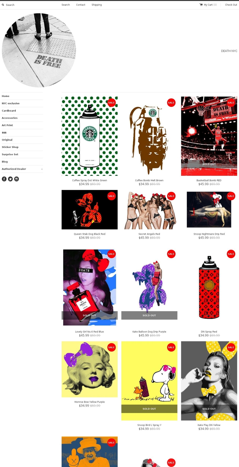 deathnycshop.com shopify website screenshot