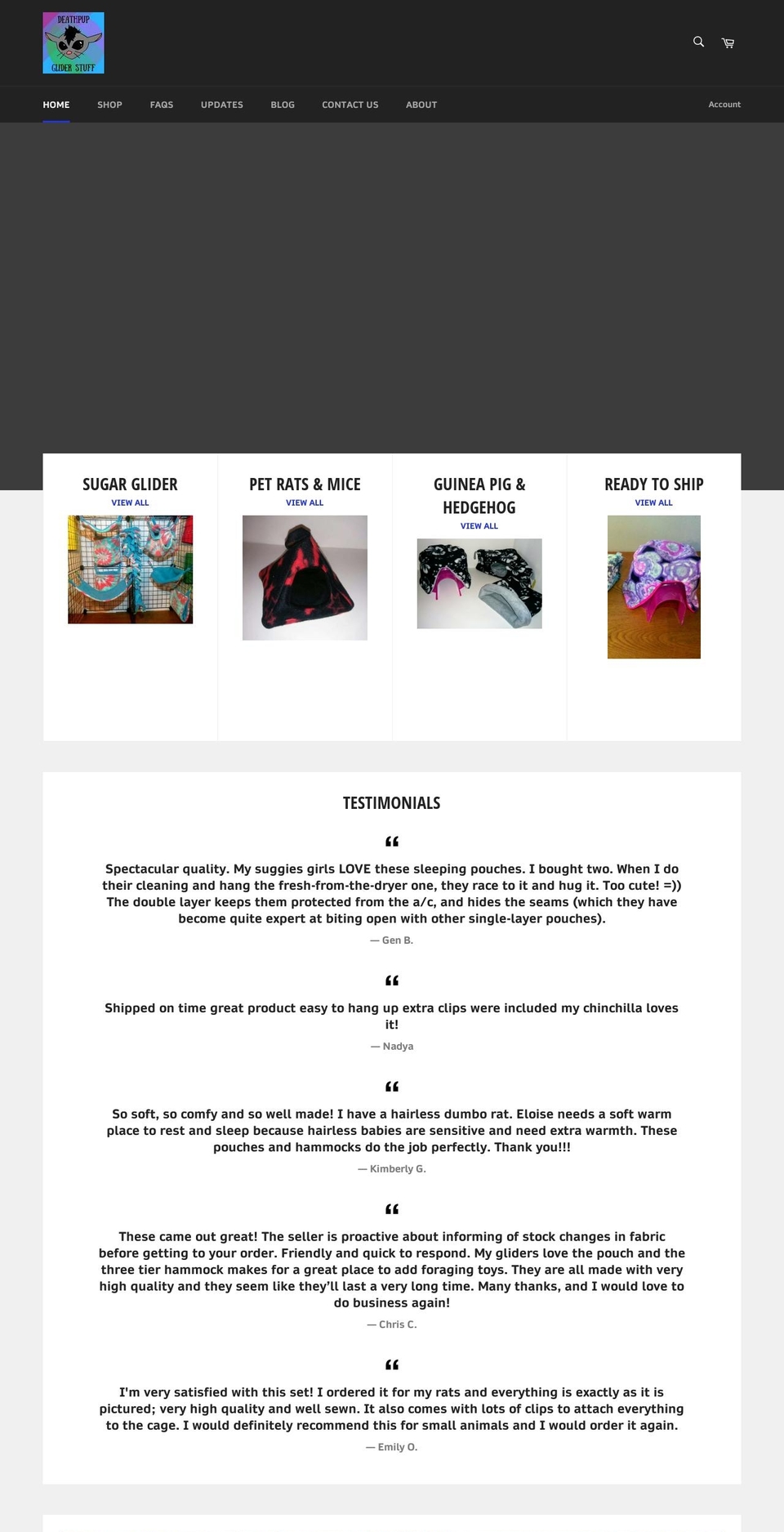 deathpupgliderstuff.com shopify website screenshot