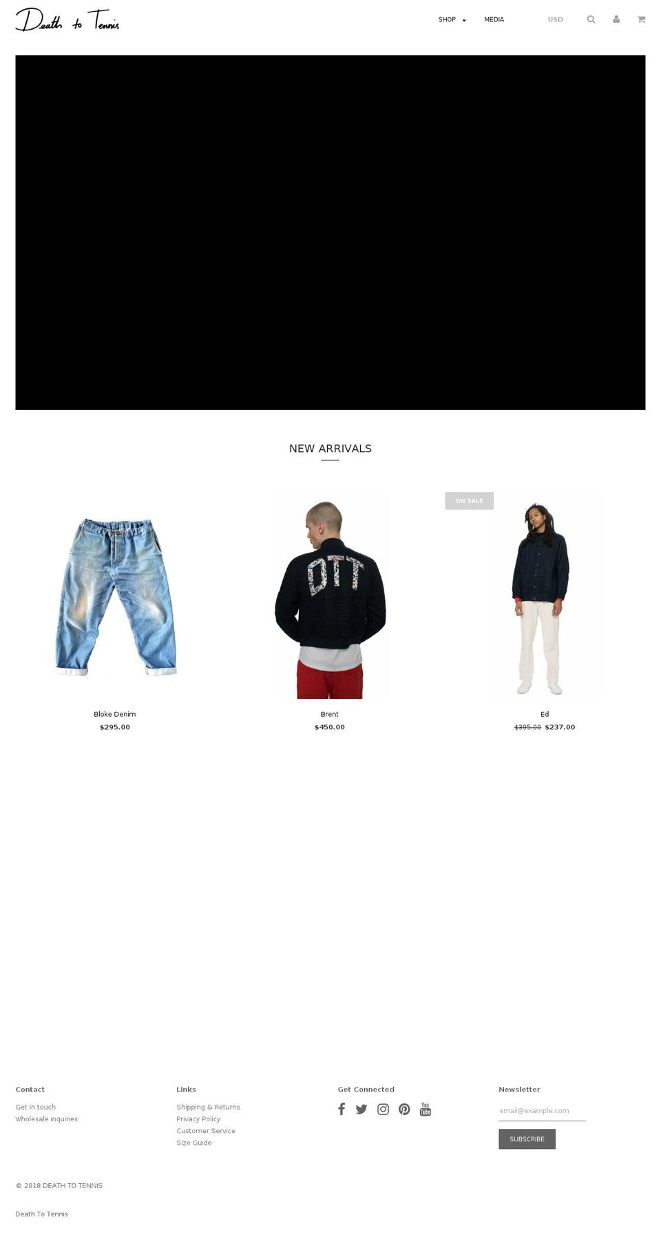 deathtotennis.com shopify website screenshot