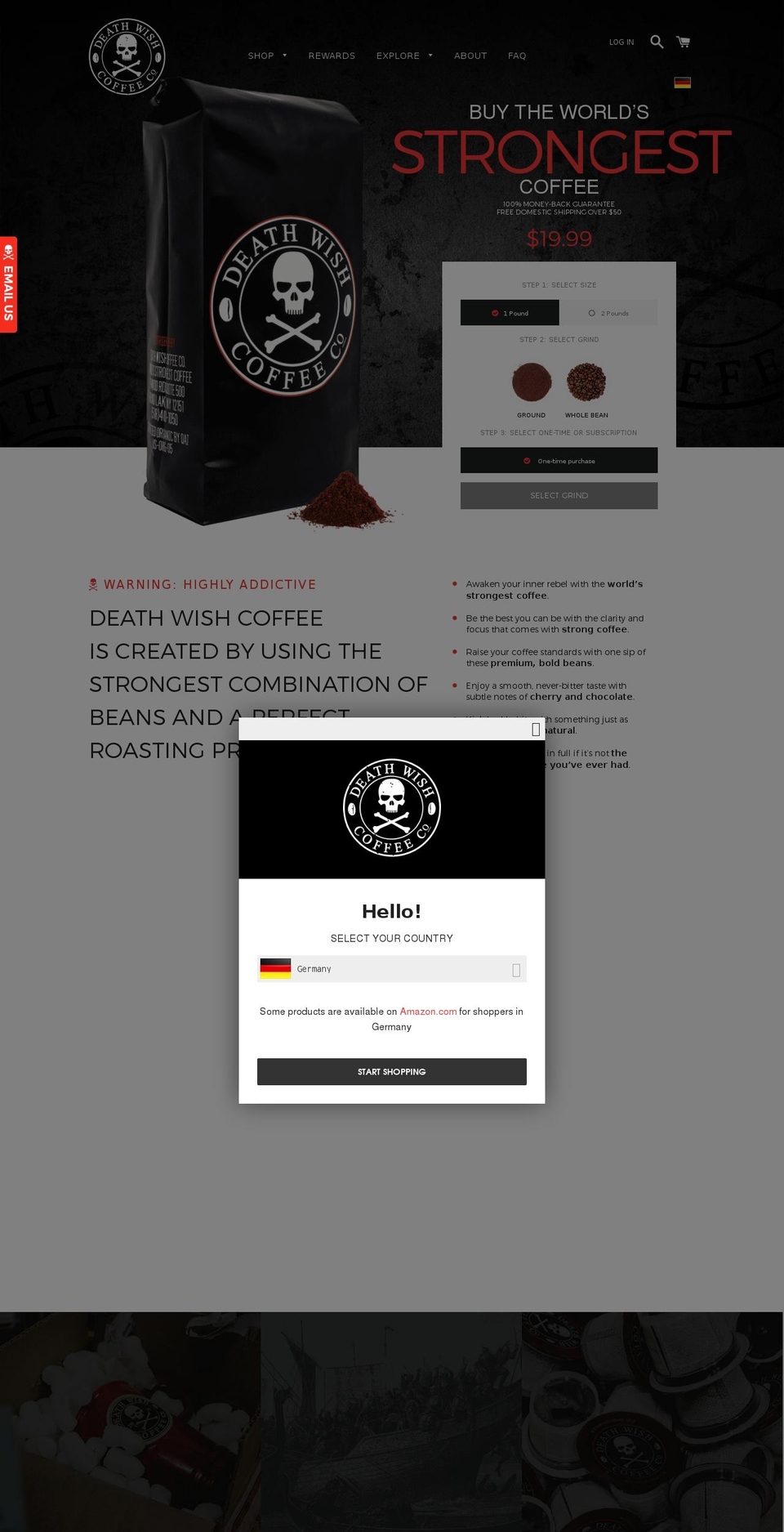 deathwishcoffee.com shopify website screenshot