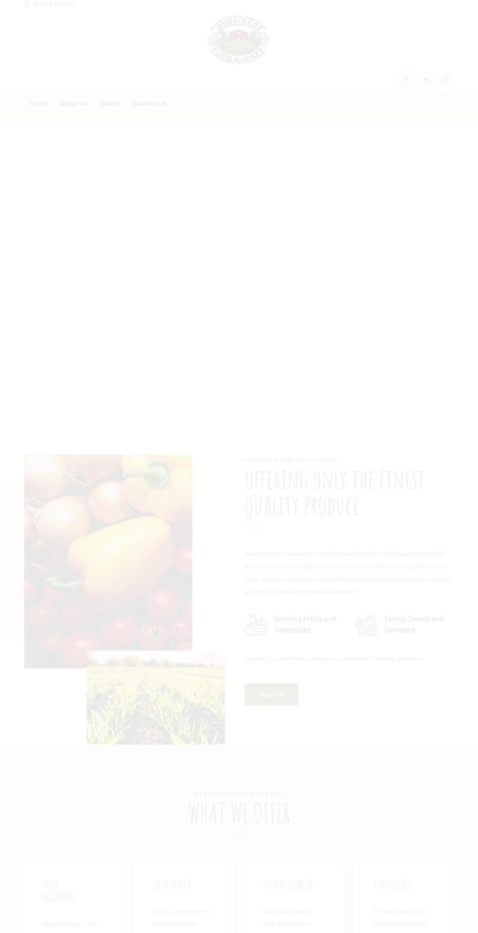 debackerefarmmarket.ca shopify website screenshot