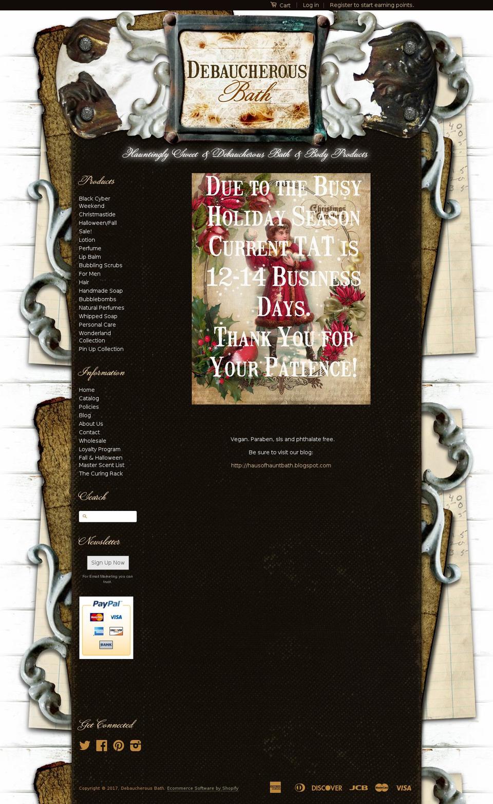 debaucherousbath.com shopify website screenshot