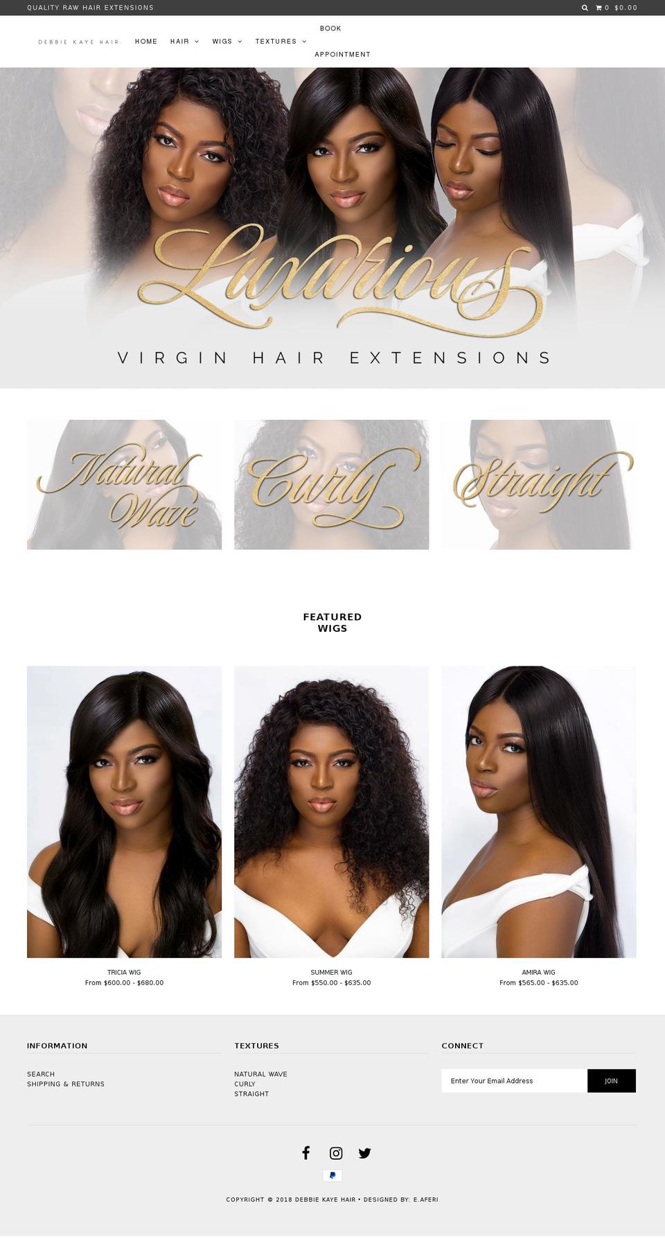 debbiekayehair.com — Shopify storefront screenshot