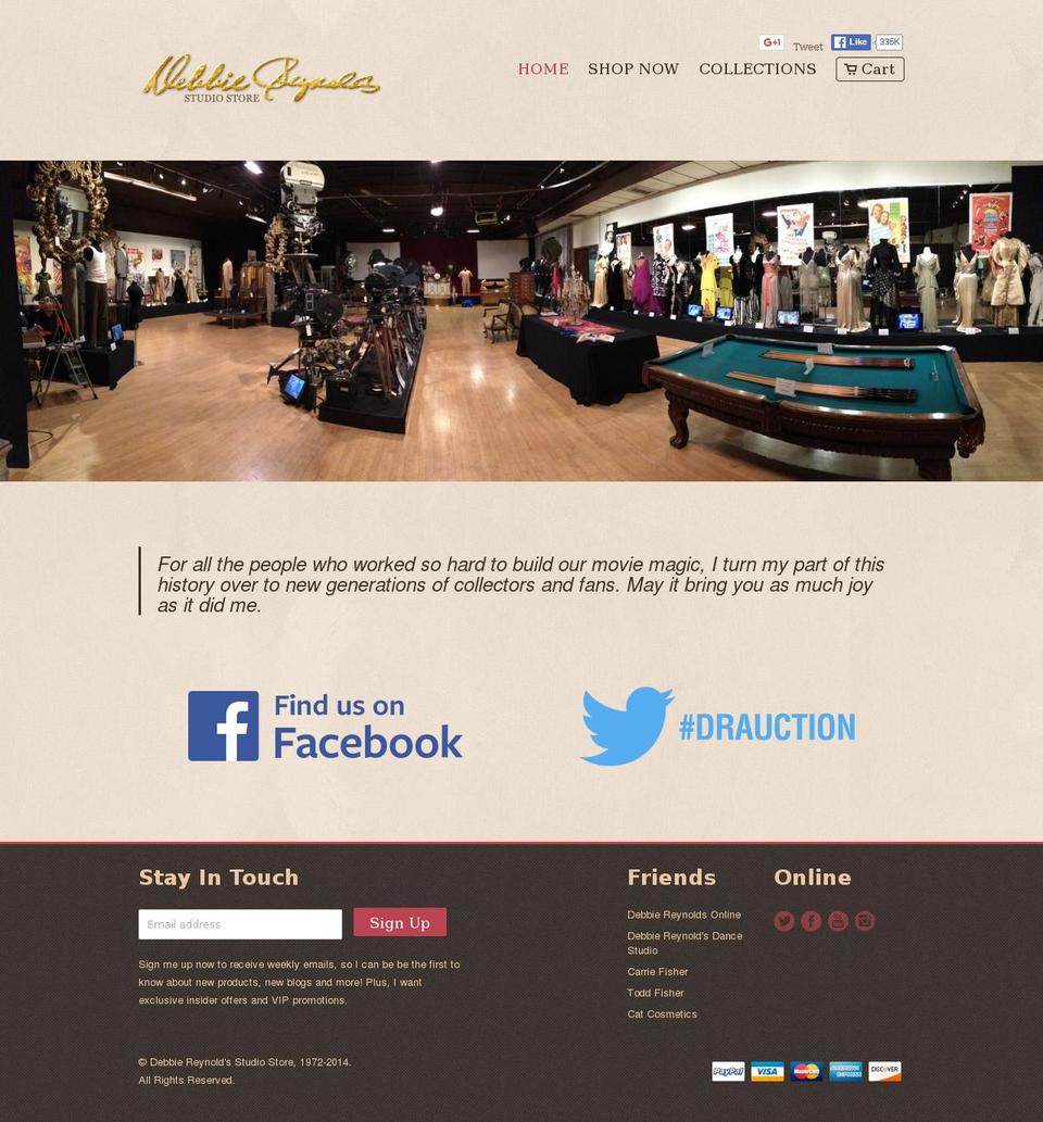 debbiereynoldsstudiostore.com shopify website screenshot