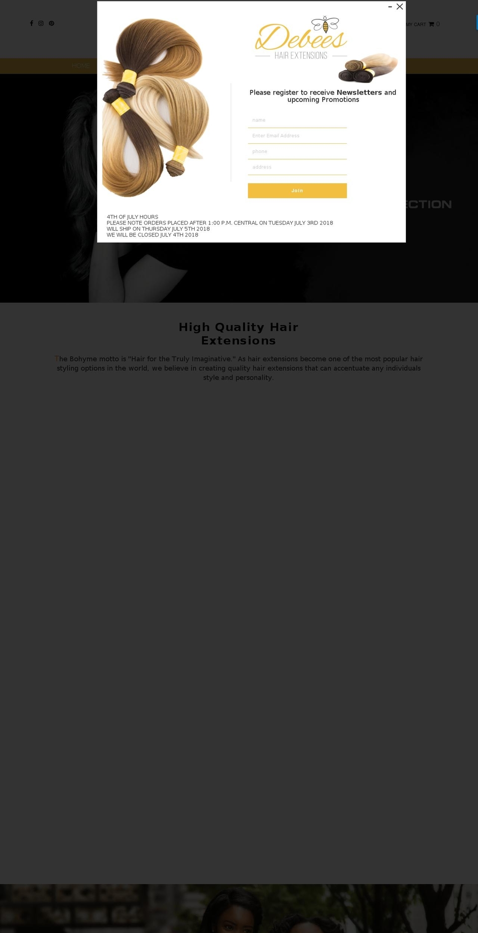 debeeshair.com — Shopify storefront screenshot