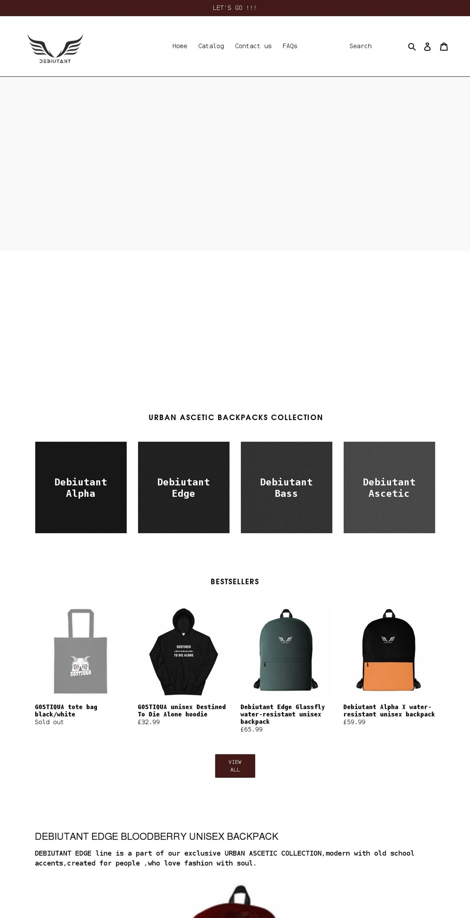 debiutant.com — Shopify storefront screenshot