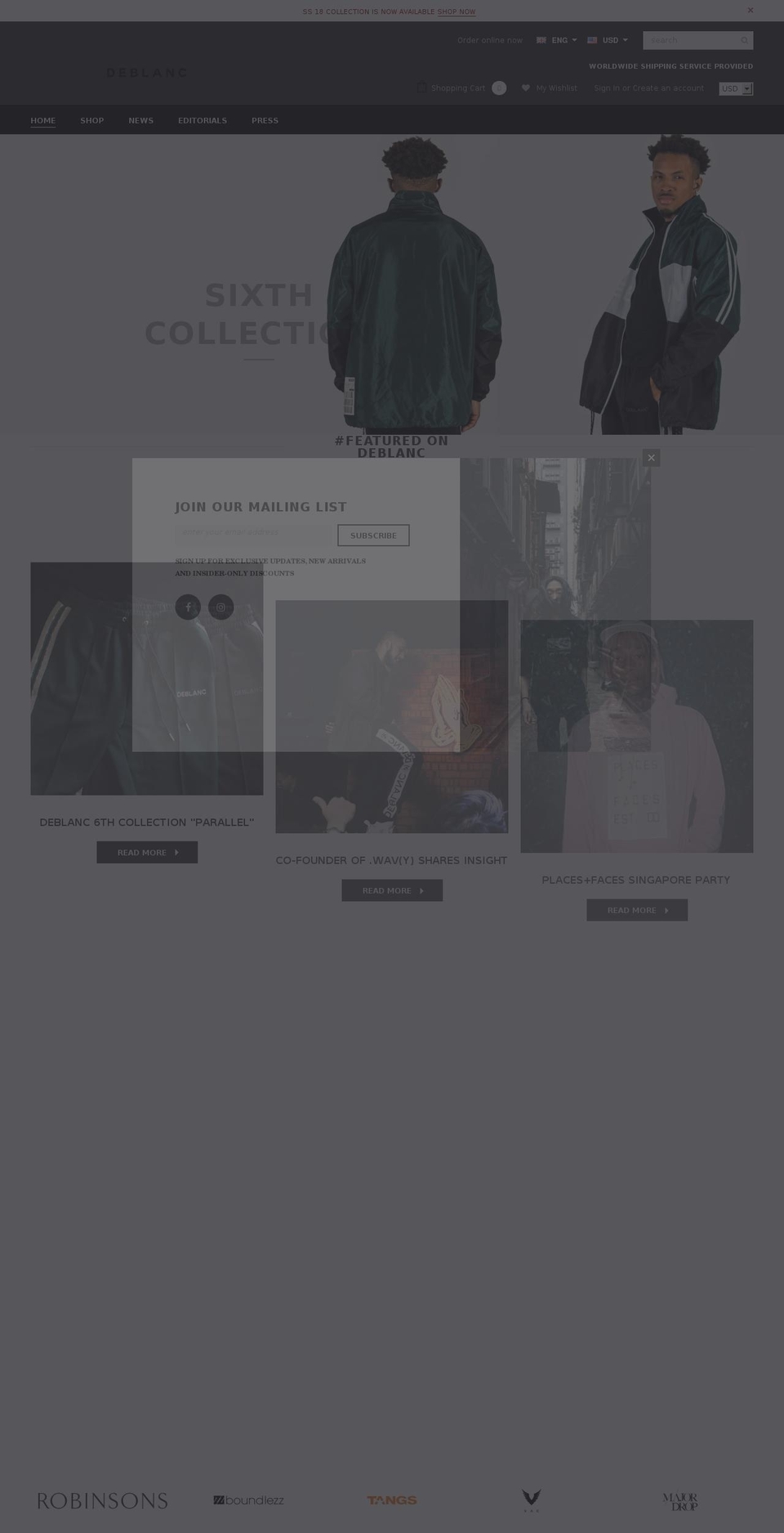 deblancofficial.com shopify website screenshot