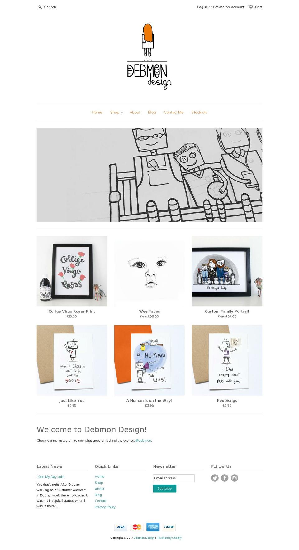 debmondesign.com shopify website screenshot