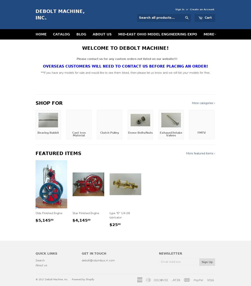 deboltmachine.com shopify website screenshot