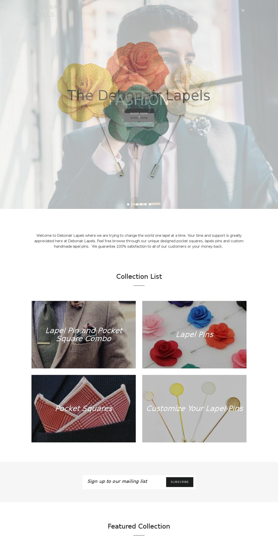 debonairlapels.com — Shopify storefront screenshot