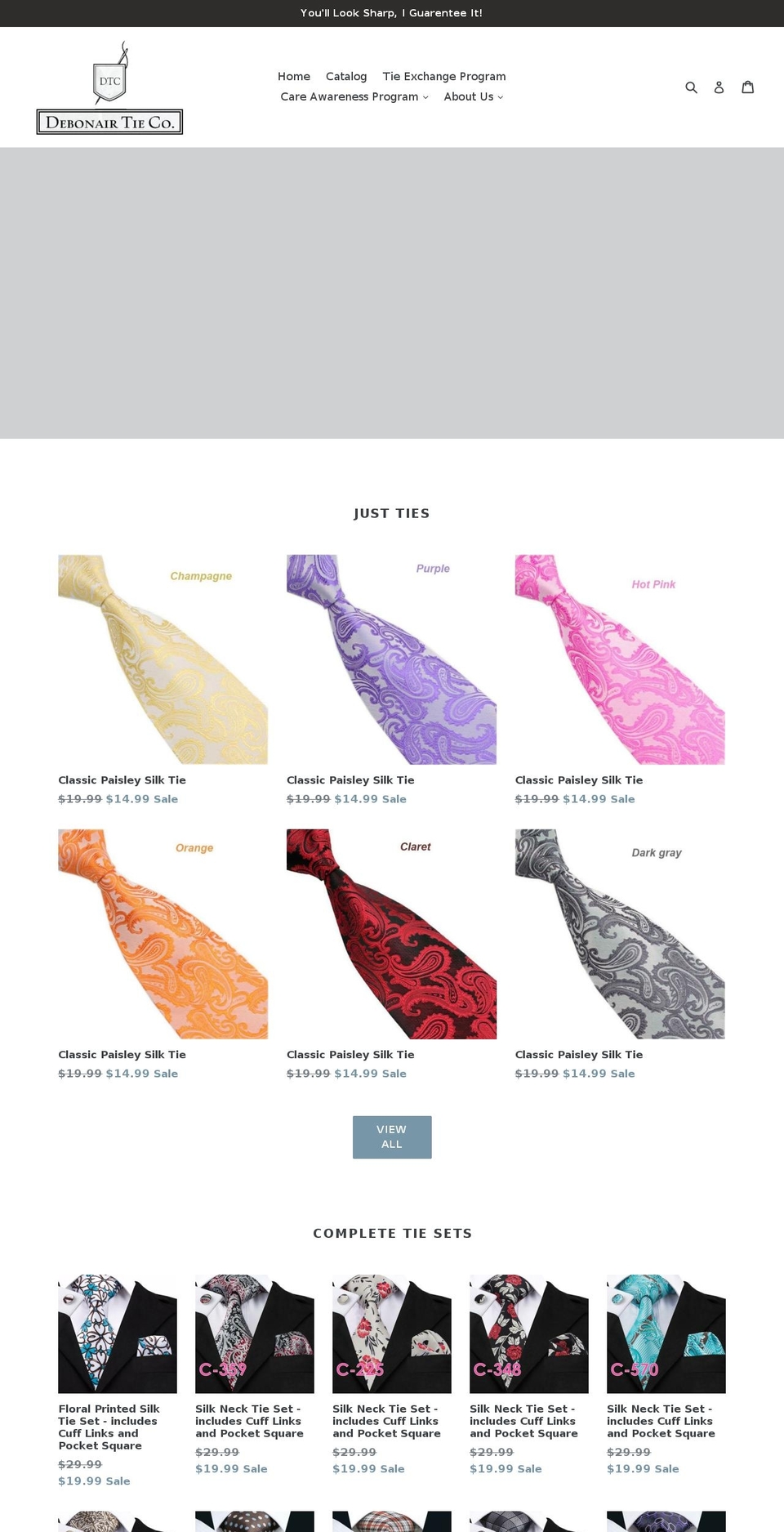 debonairtie.com — Shopify storefront screenshot