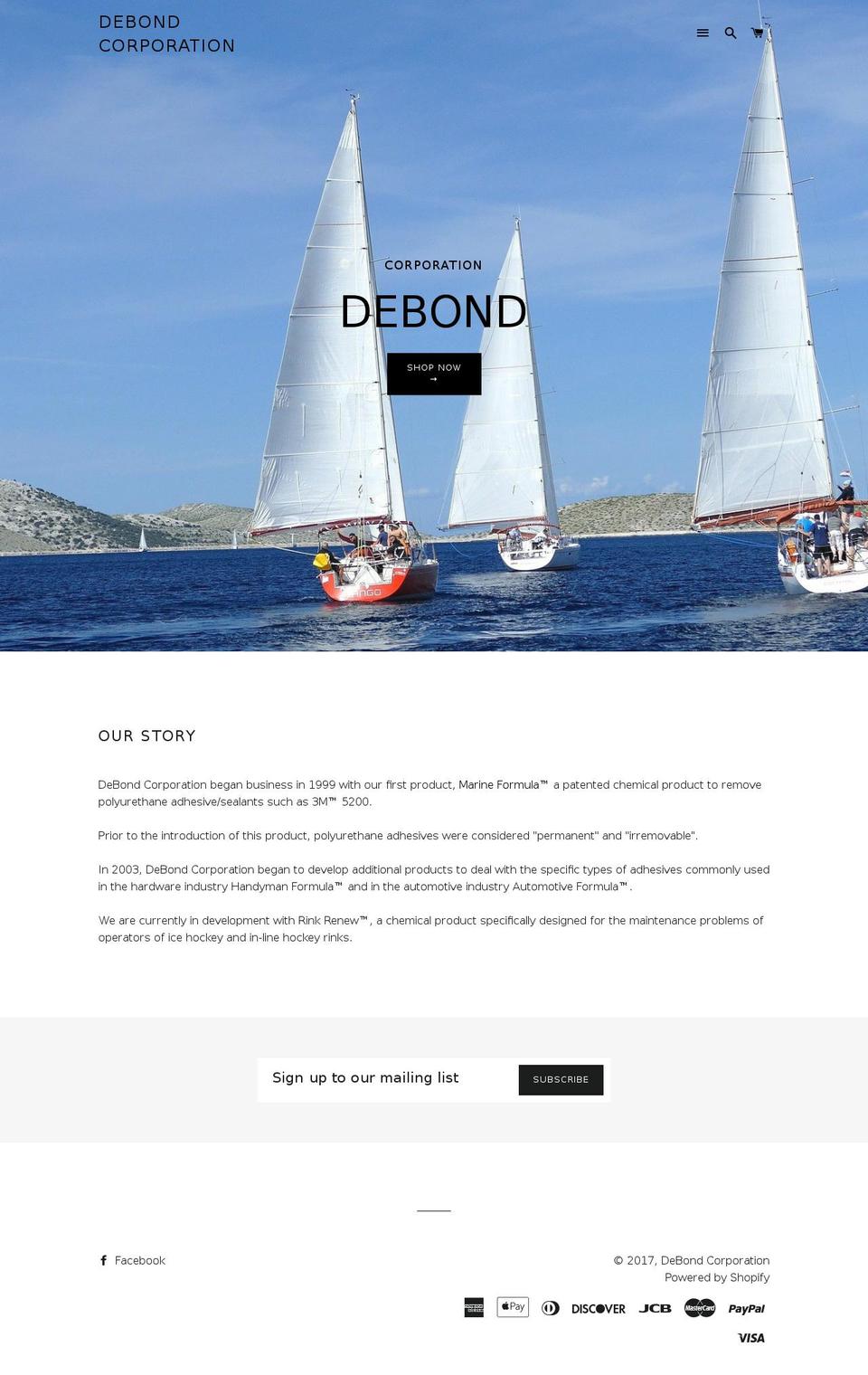 debondcorporation.com shopify website screenshot
