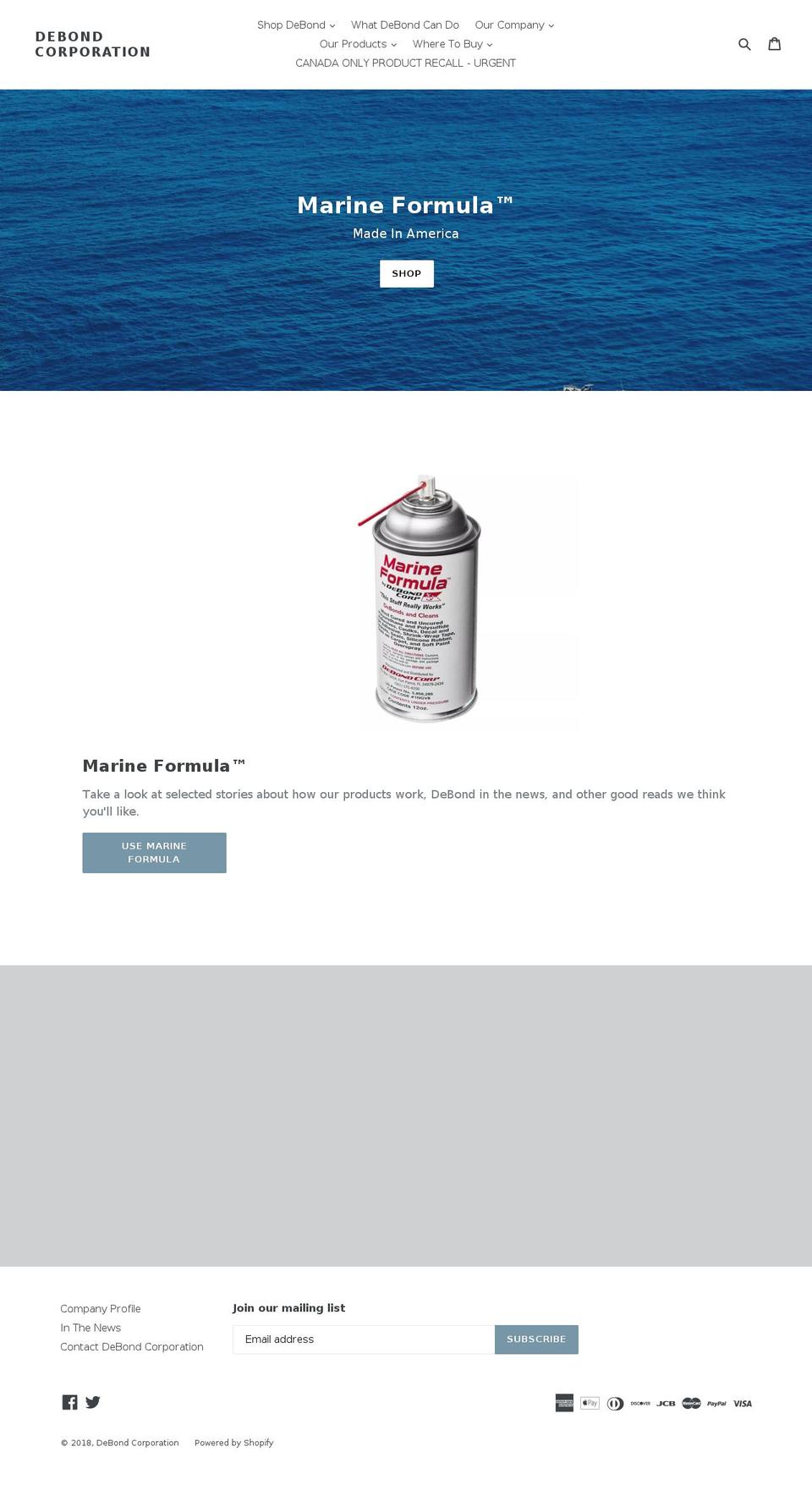 debondhandymanformula.com — Shopify storefront screenshot
