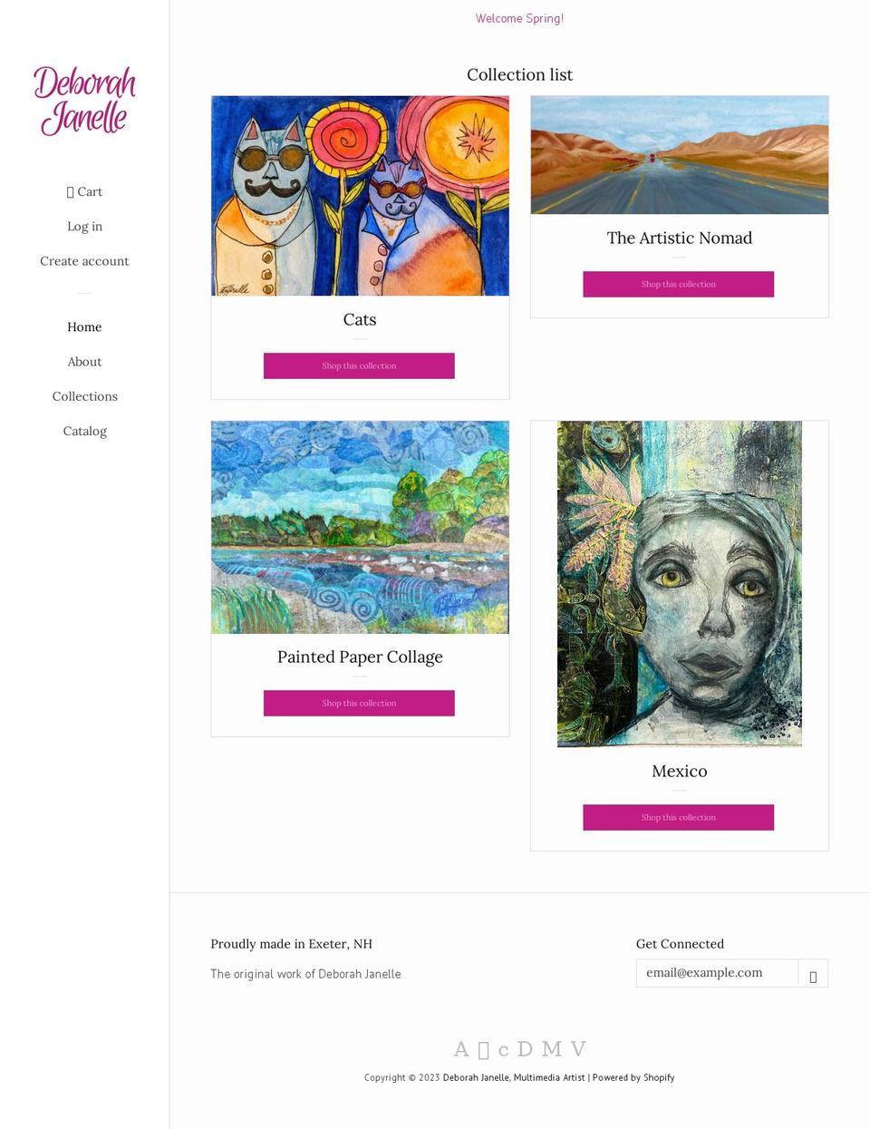 deborahjanelleart.com shopify website screenshot