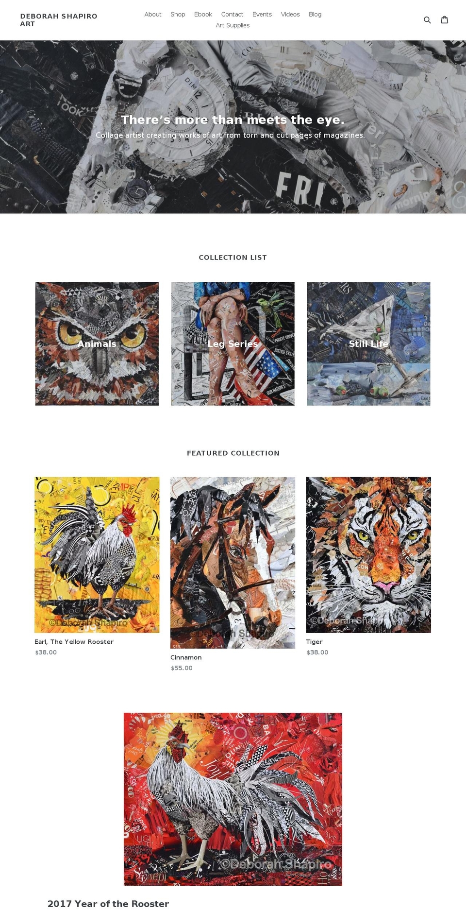 deborahshapiroart.com shopify website screenshot
