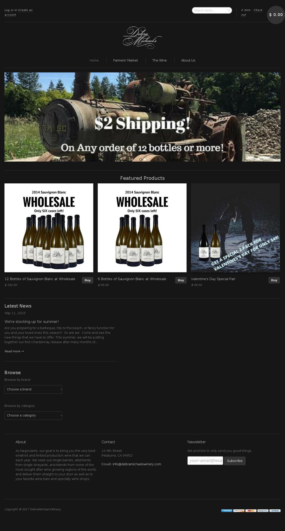 debramichaelswinery.com shopify website screenshot