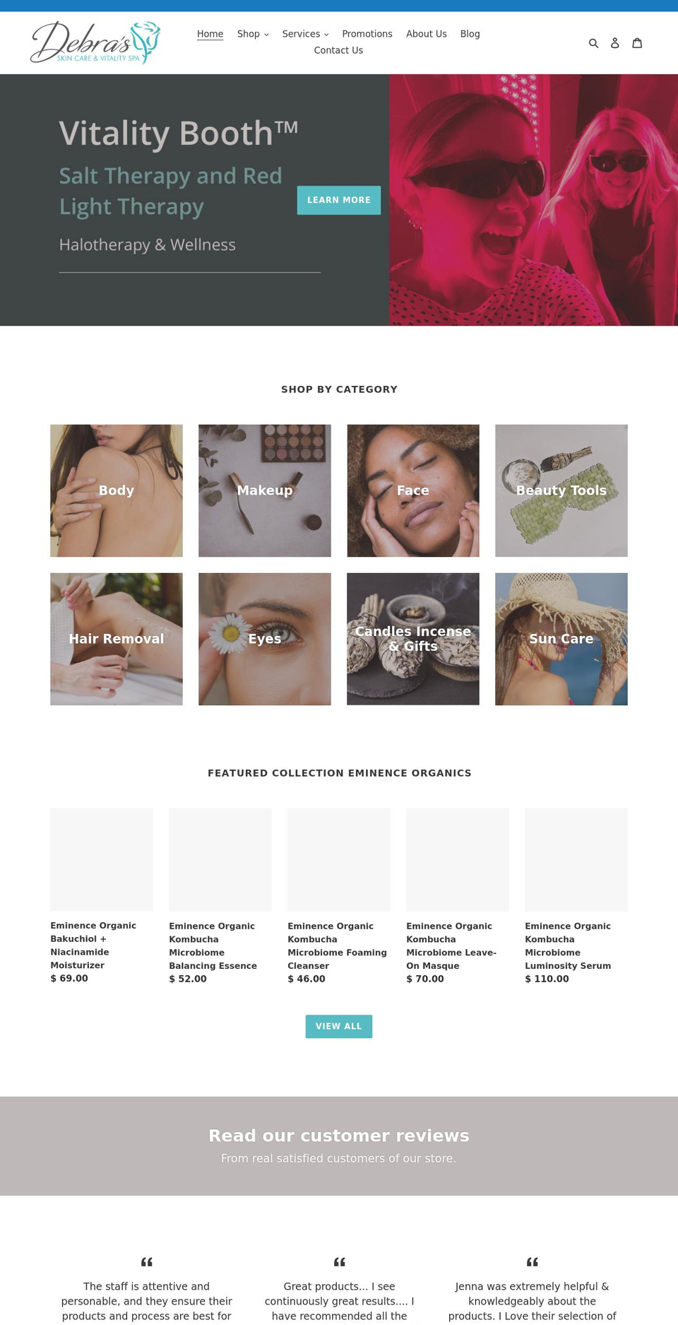 debraskincare.com shopify website screenshot