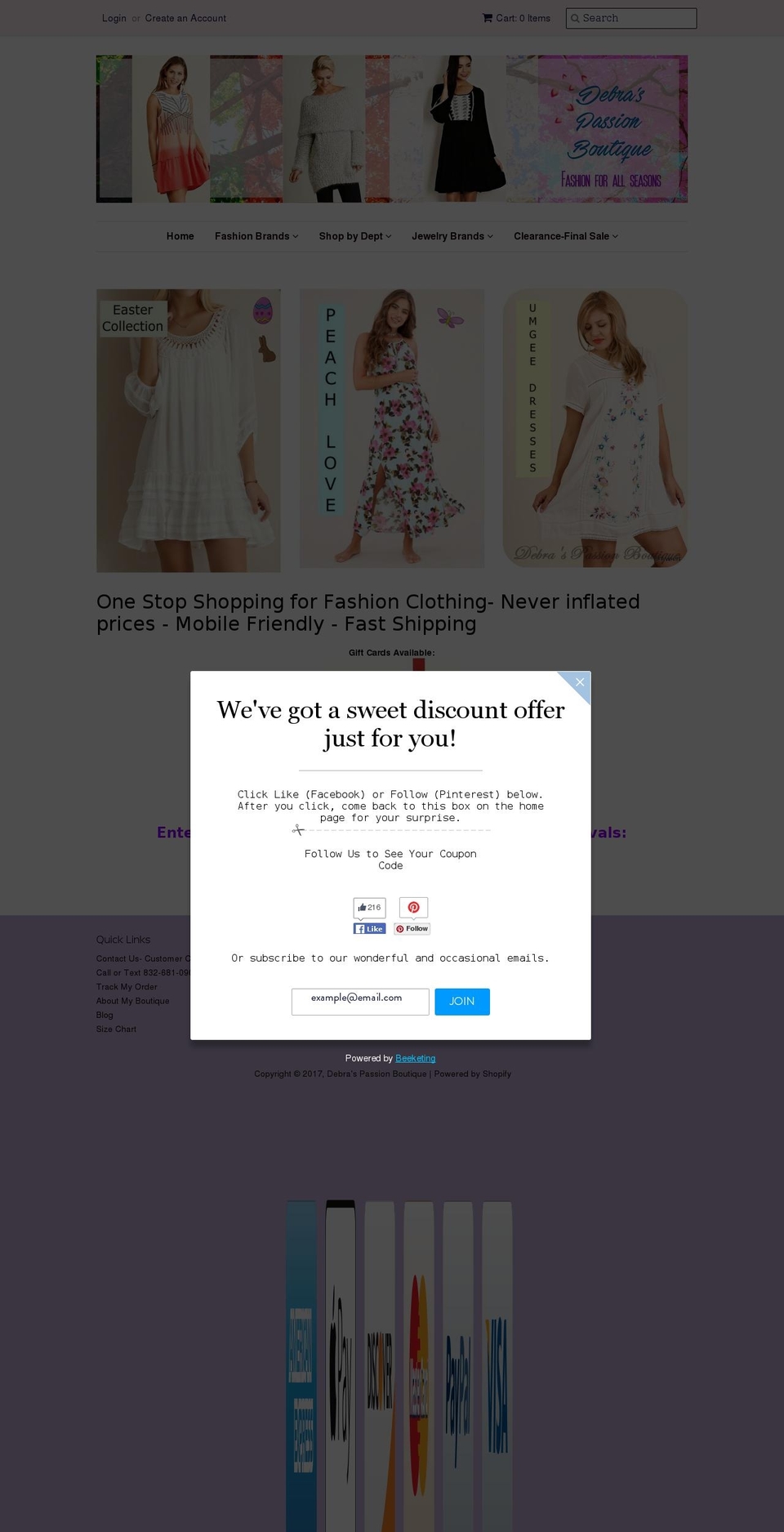 debraspassion.com shopify website screenshot