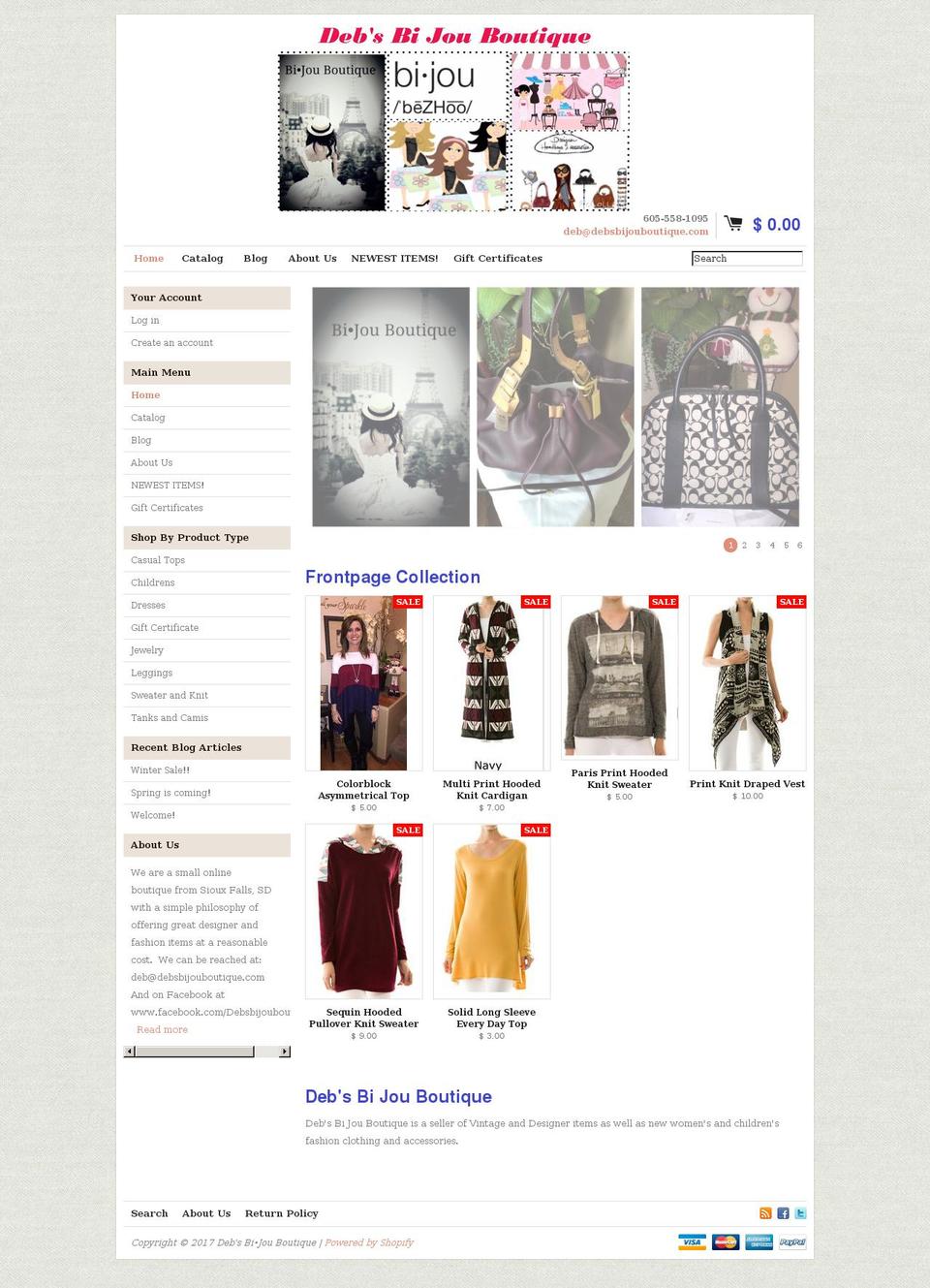 debsbijouboutique.com shopify website screenshot